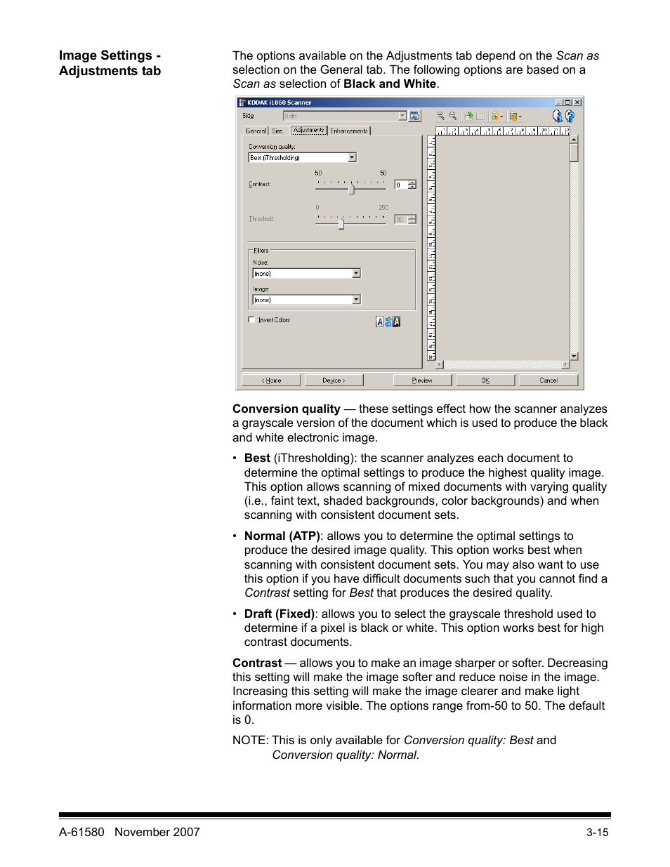 Image settings - enhancements tab | Kodak A-61580 User Manual | Page 43 / 104