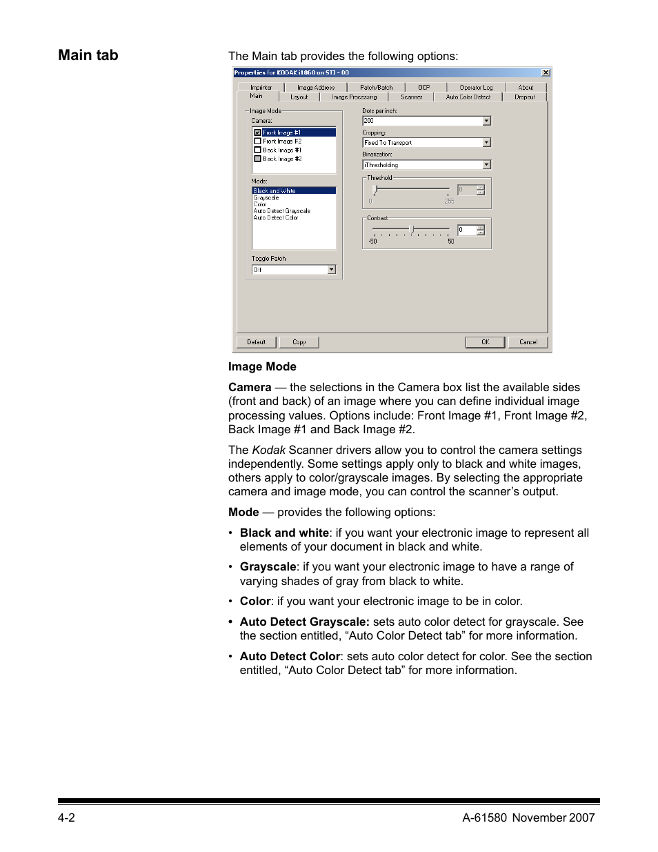 Main tab | Kodak A-61580 User Manual | Page 77 / 104