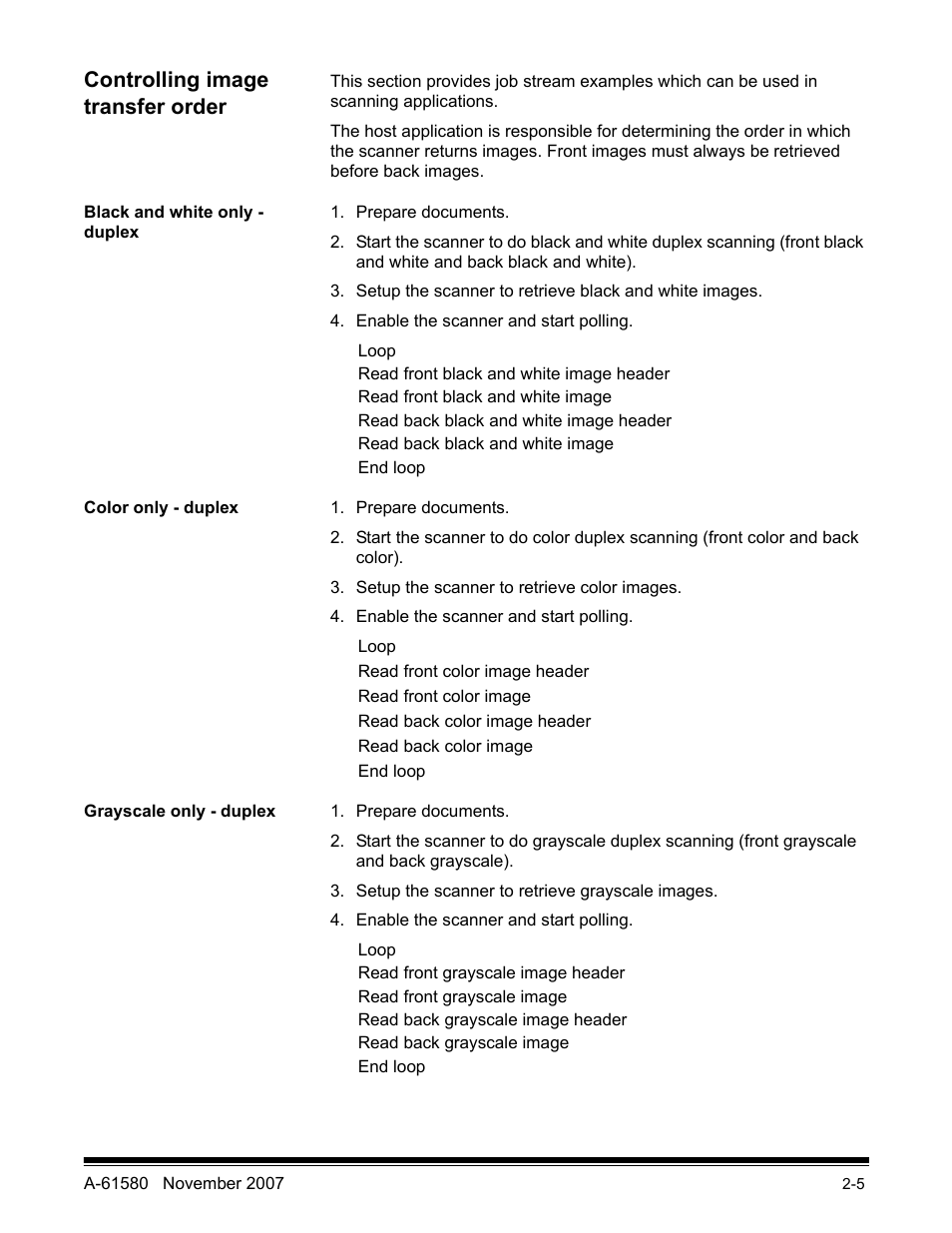 Controlling image transfer order, Black and white only - duplex, Color only - duplex | Grayscale only - duplex | Kodak A-61580 User Manual | Page 9 / 104