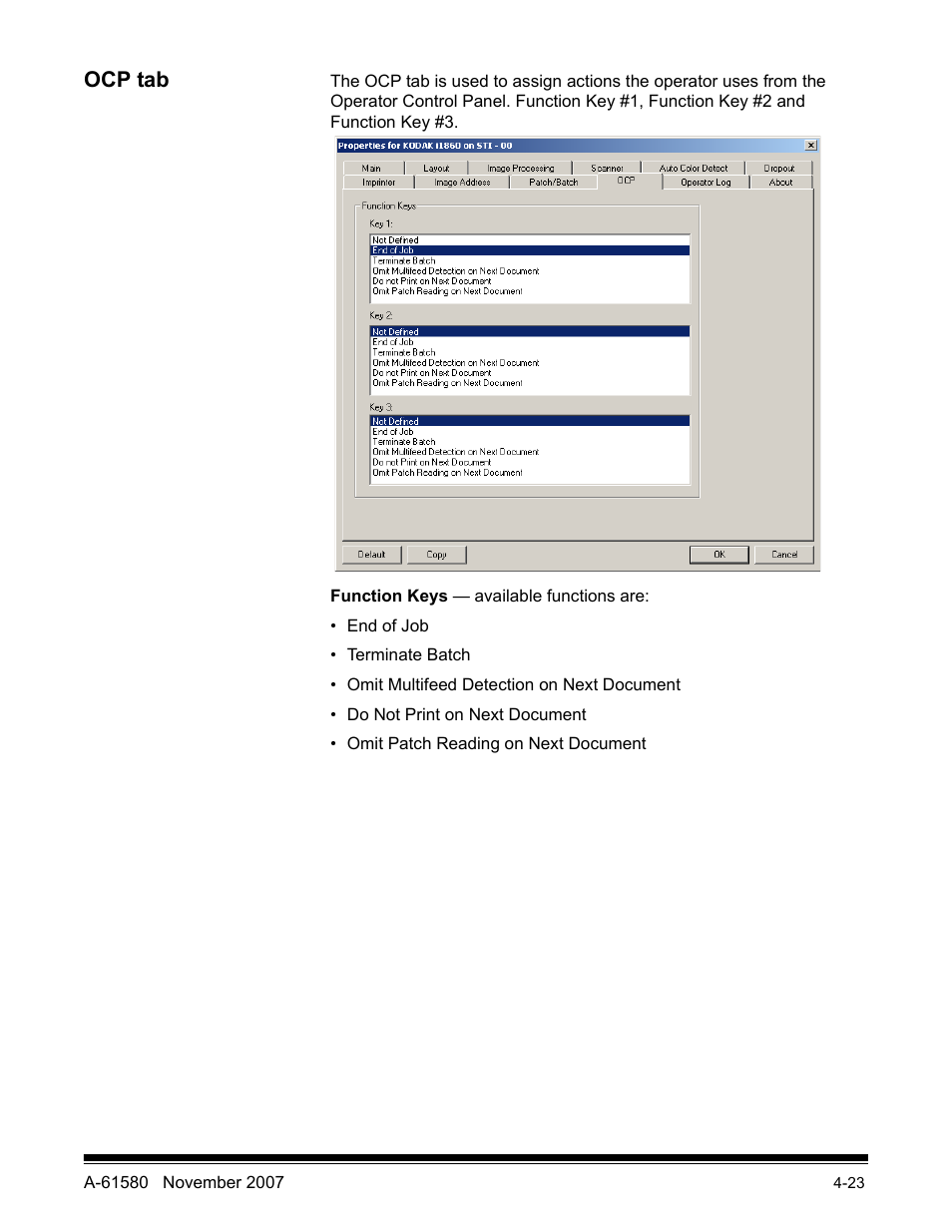 Ocp tab | Kodak A-61580 User Manual | Page 98 / 104