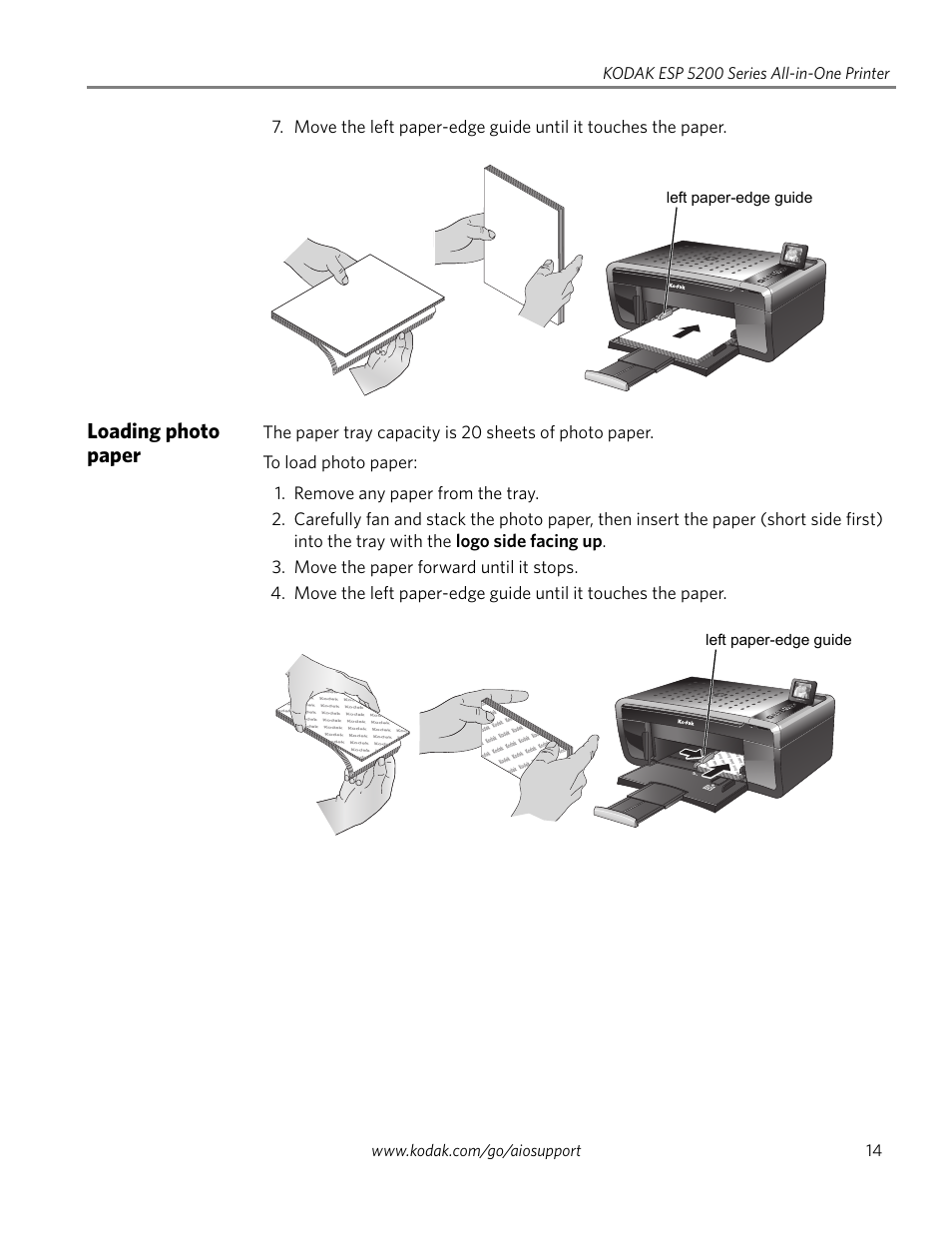 Loading photo paper | Kodak ESP 5200 Series User Manual | Page 19 / 62