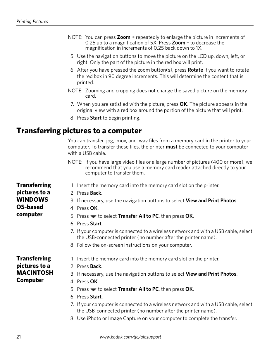 Transferring pictures to a computer, Transferring pictures to a macintosh computer | Kodak ESP 5200 Series User Manual | Page 26 / 62