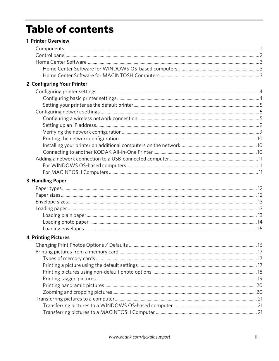 Kodak ESP 5200 Series User Manual | Page 3 / 62