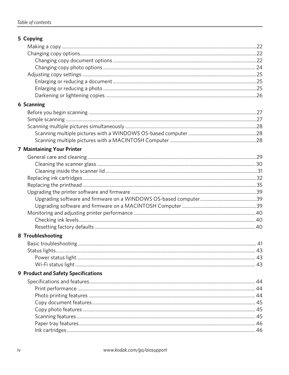 Kodak ESP 5200 Series User Manual | Page 4 / 62