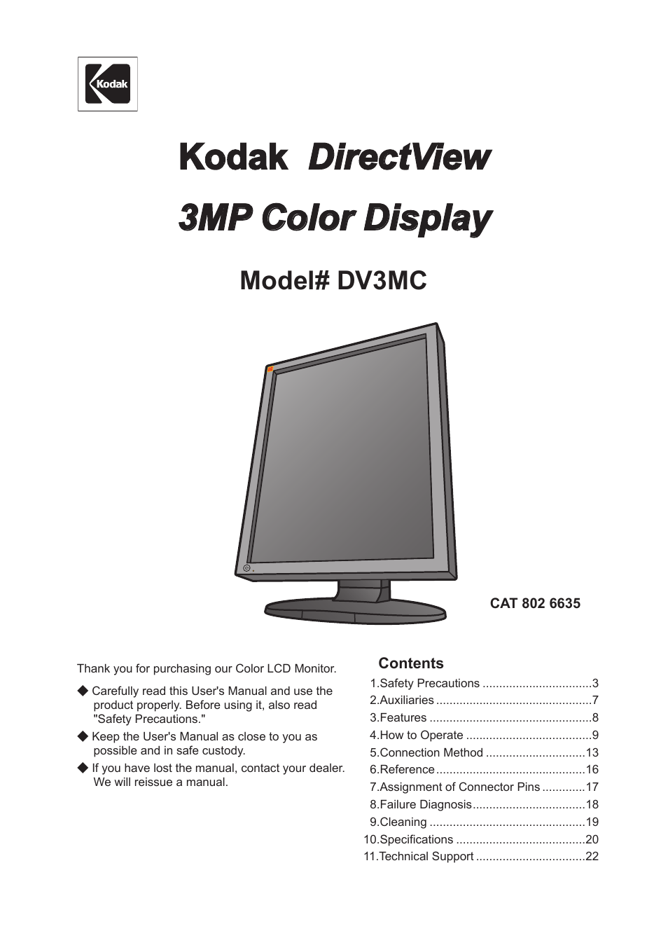 Kodak DIRECTVIEW DV3MC User Manual | 24 pages
