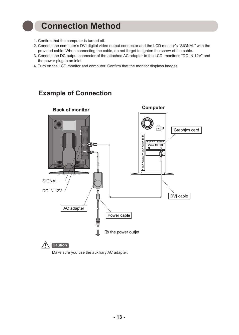 Connection method, Example of connection | Kodak DIRECTVIEW DV3MC User Manual | Page 13 / 24