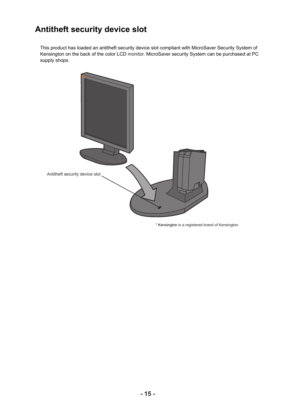 Antitheft security device slot | Kodak DIRECTVIEW DV3MC User Manual | Page 15 / 24