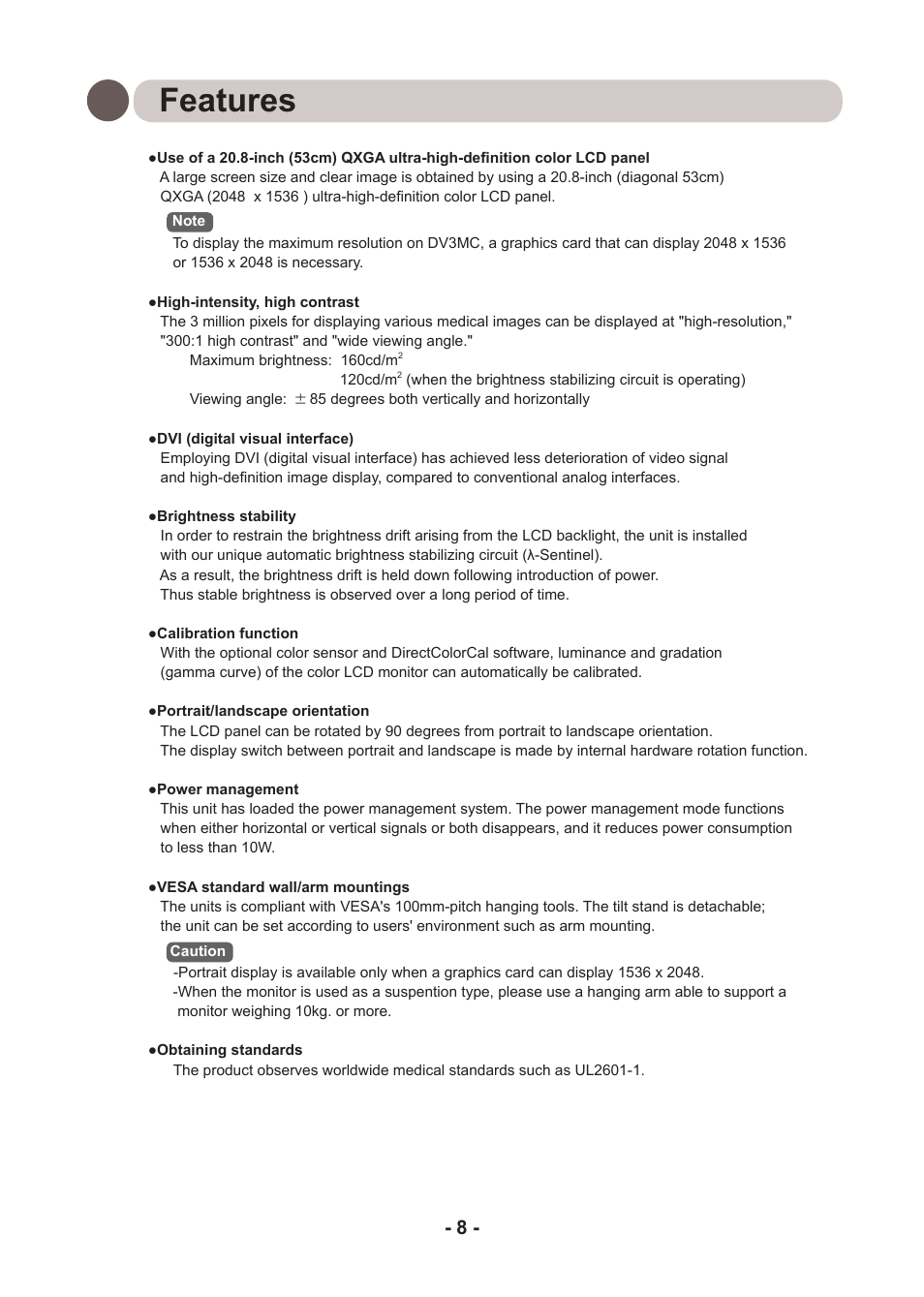 Features | Kodak DIRECTVIEW DV3MC User Manual | Page 8 / 24