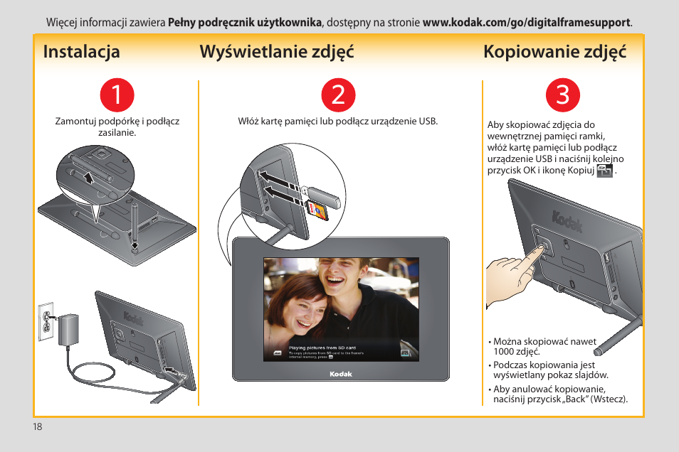 Instalacja wyświetlanie zdjęć kopiowanie zdjęć | Kodak EASYSHARE P86 User Manual | Page 18 / 24