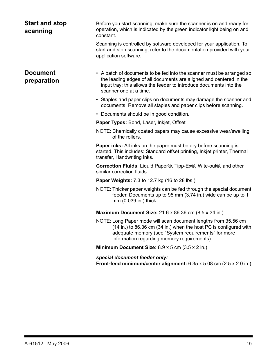 Start and stop scanning, Document preparation | Kodak i30 / i40 User Manual | Page 22 / 84