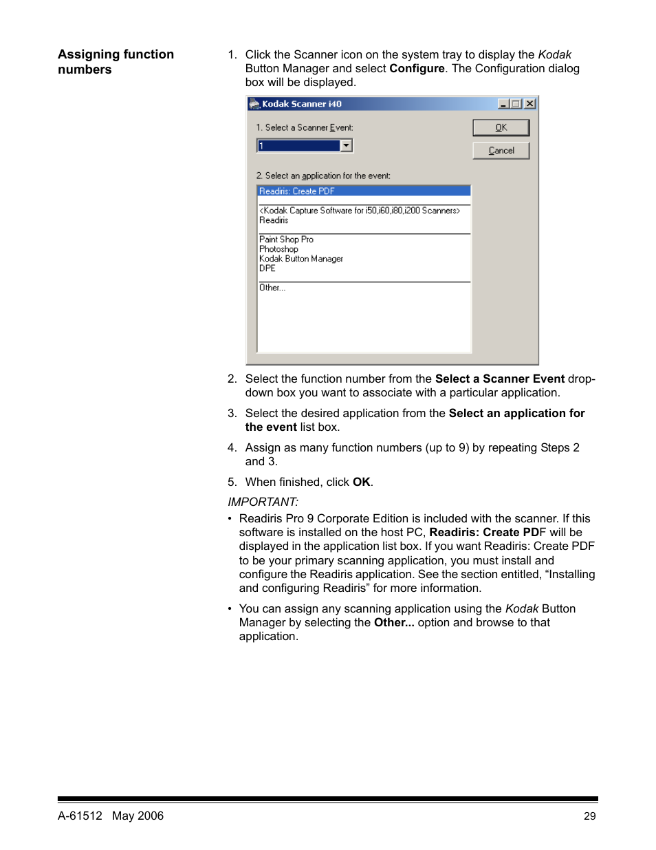 Assigning function numbers | Kodak i30 / i40 User Manual | Page 32 / 84