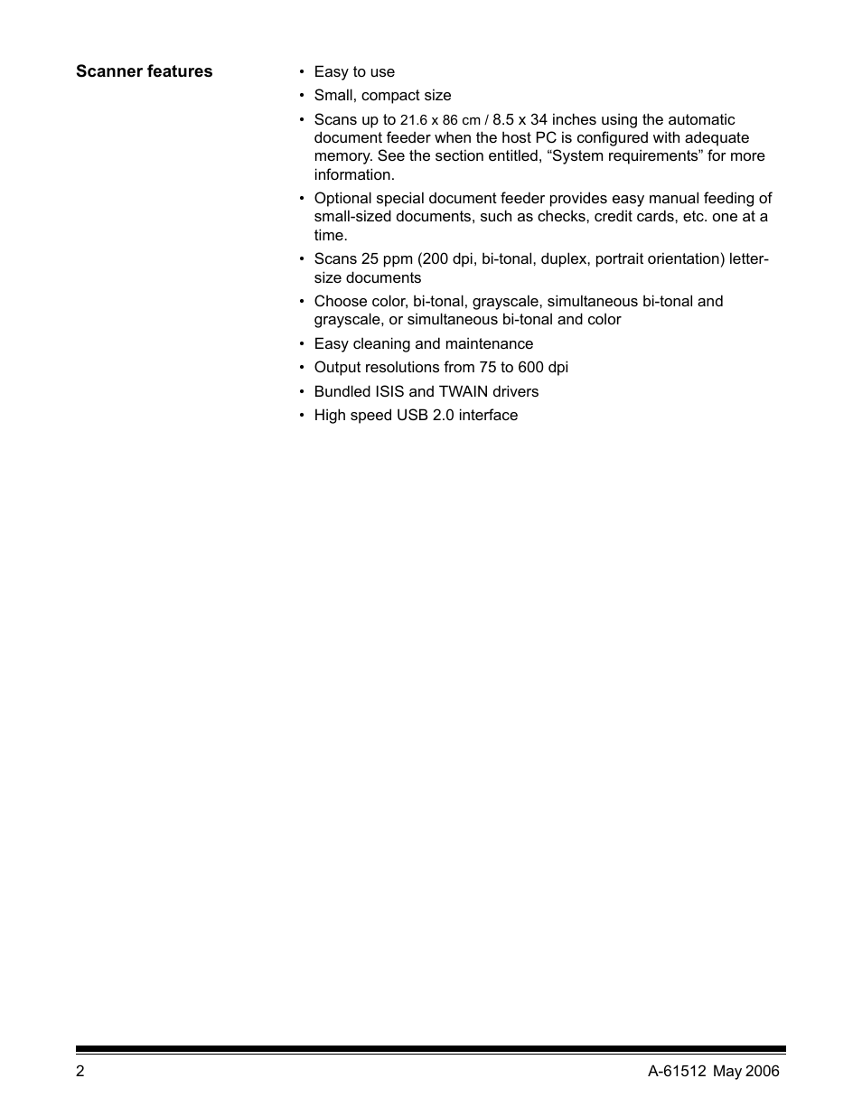Scanner features | Kodak i30 / i40 User Manual | Page 5 / 84