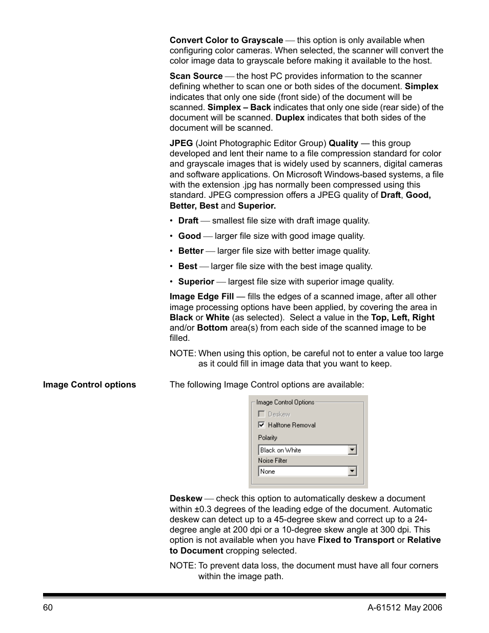 Image control options | Kodak i30 / i40 User Manual | Page 63 / 84
