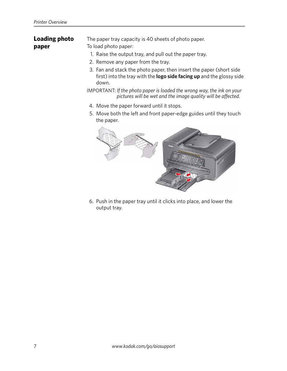 Loading photo paper | Kodak ESP Office 6100 Series User Manual | Page 10 / 20