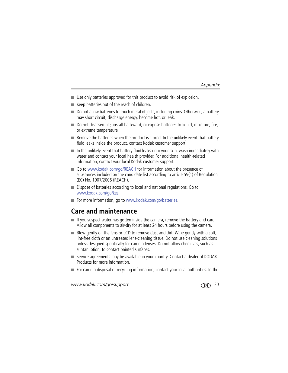 Care and maintenance | Kodak Zi8 User Manual | Page 27 / 34