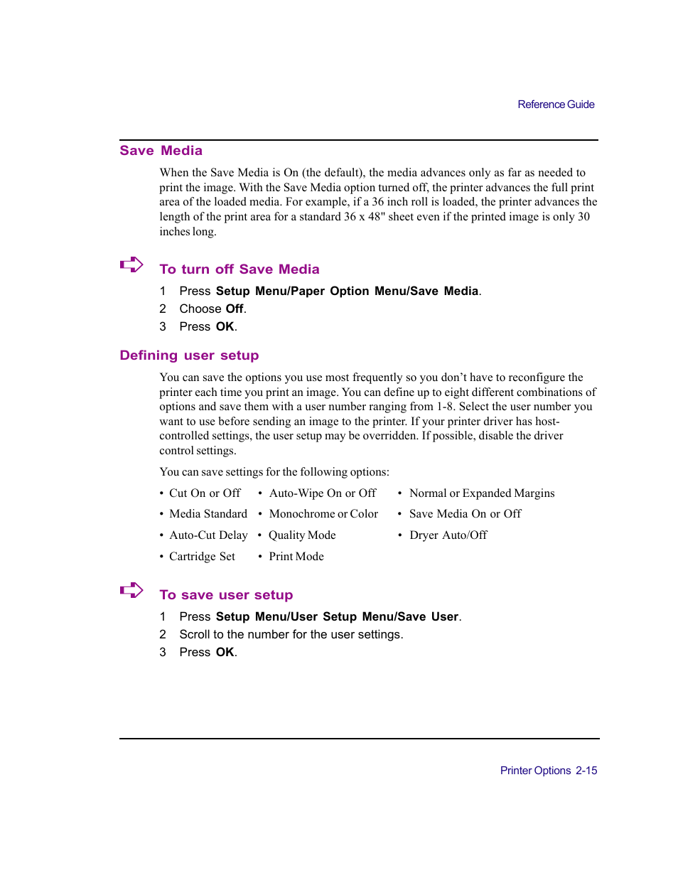 Save media, Defining user setup | Kodak 4800 User Manual | Page 32 / 78