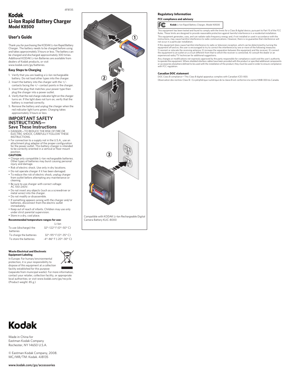 Kodak K8500 User Manual | 1 page