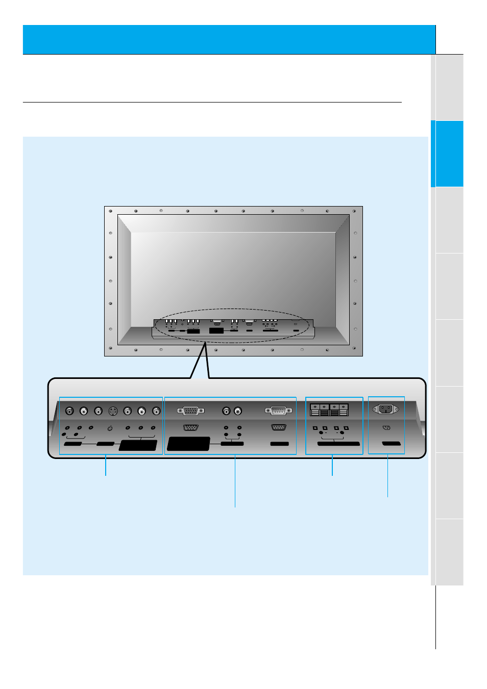 Connection panel overview, Back panel, Power input socket | Mono) | Kodak P60W26A User Manual | Page 9 / 59