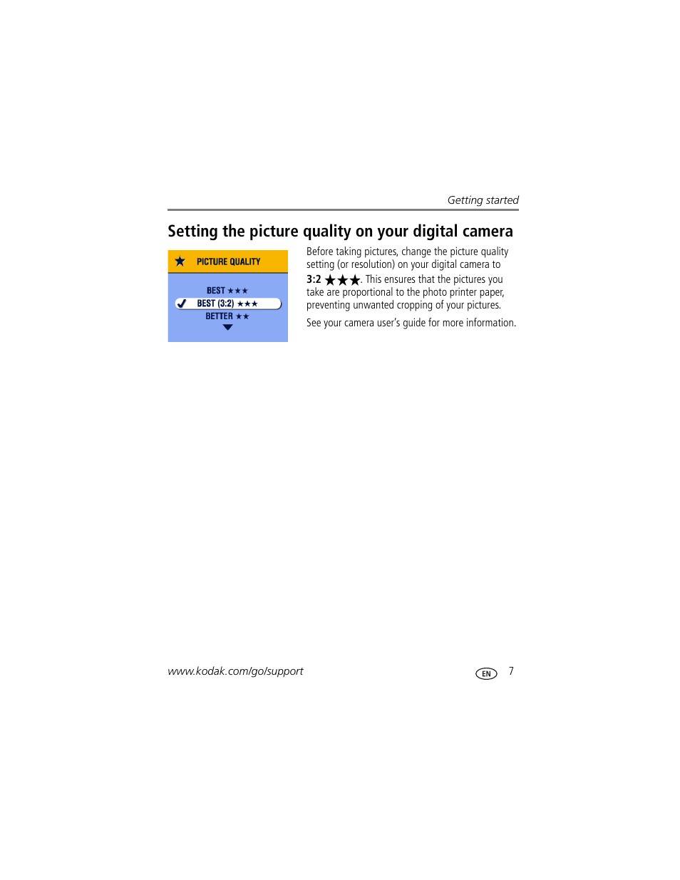Setting the picture quality on your digital camera | Kodak EasyShare 300 User Manual | Page 13 / 46