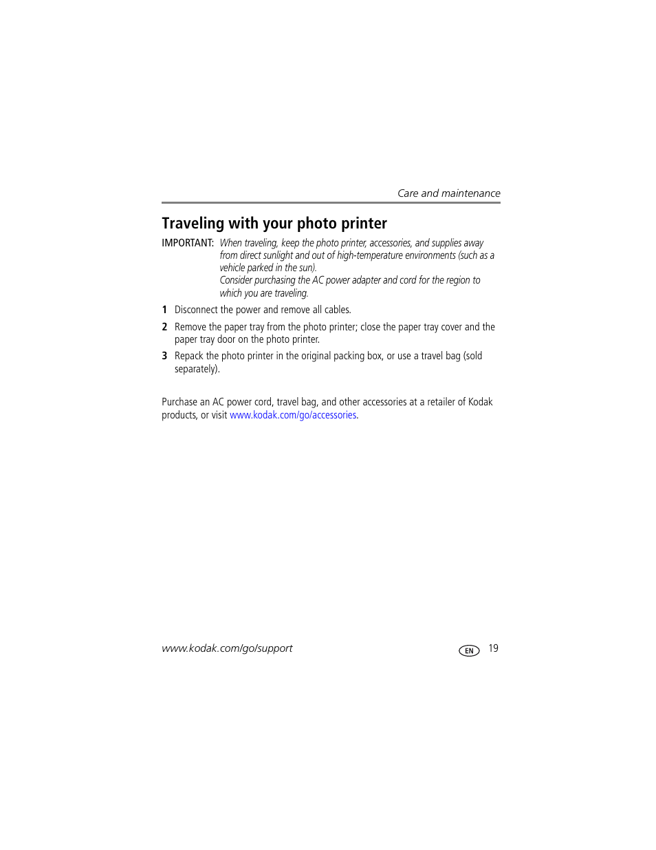 Traveling with your photo printer | Kodak EasyShare 300 User Manual | Page 25 / 46