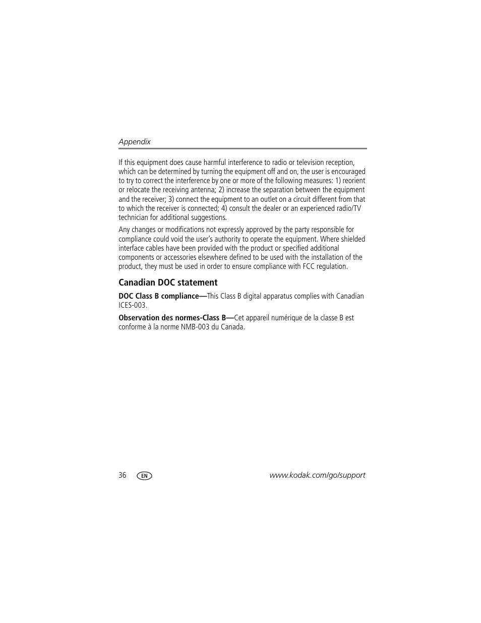 Canadian doc statement | Kodak EasyShare 300 User Manual | Page 42 / 46
