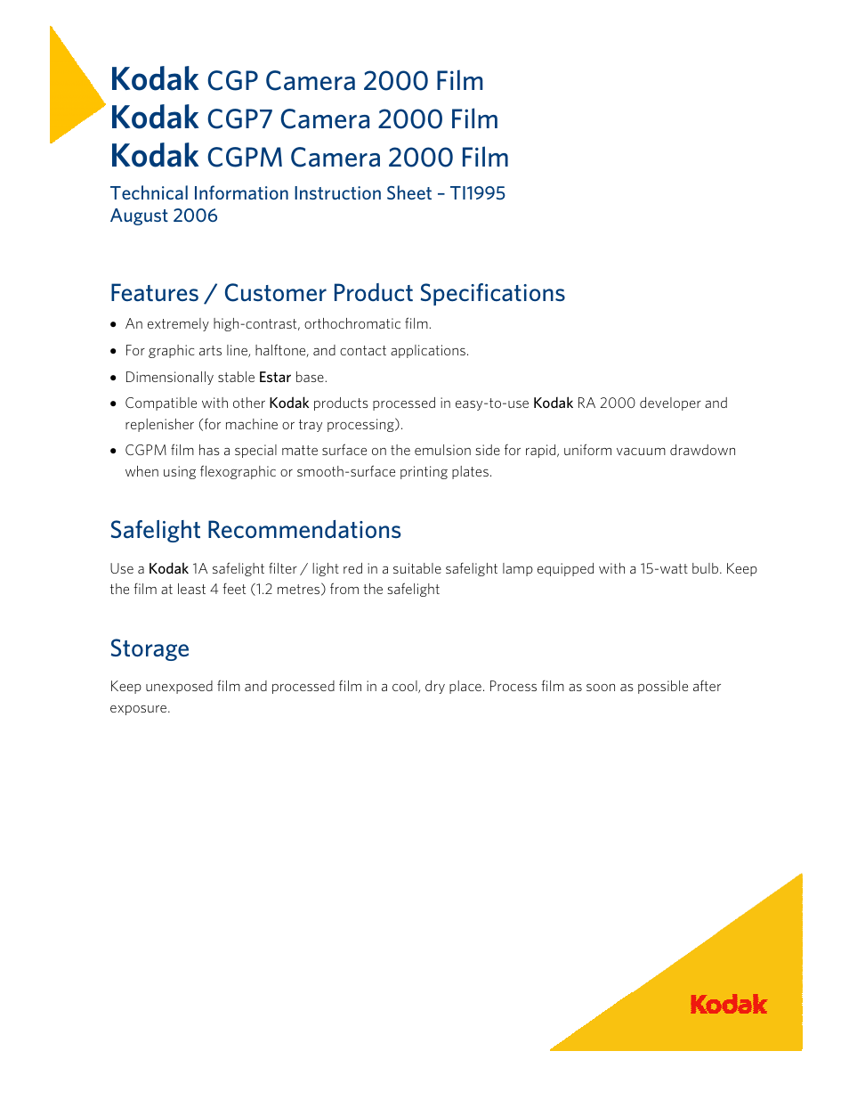 Kodak CGP User Manual | 7 pages