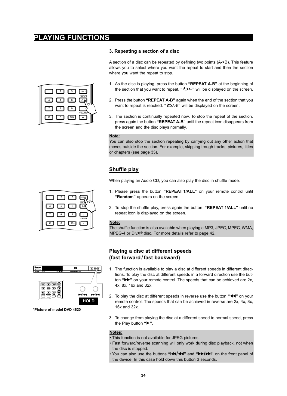 Playing functions, Shuffle play | Kodak 4620 User Manual | Page 33 / 63
