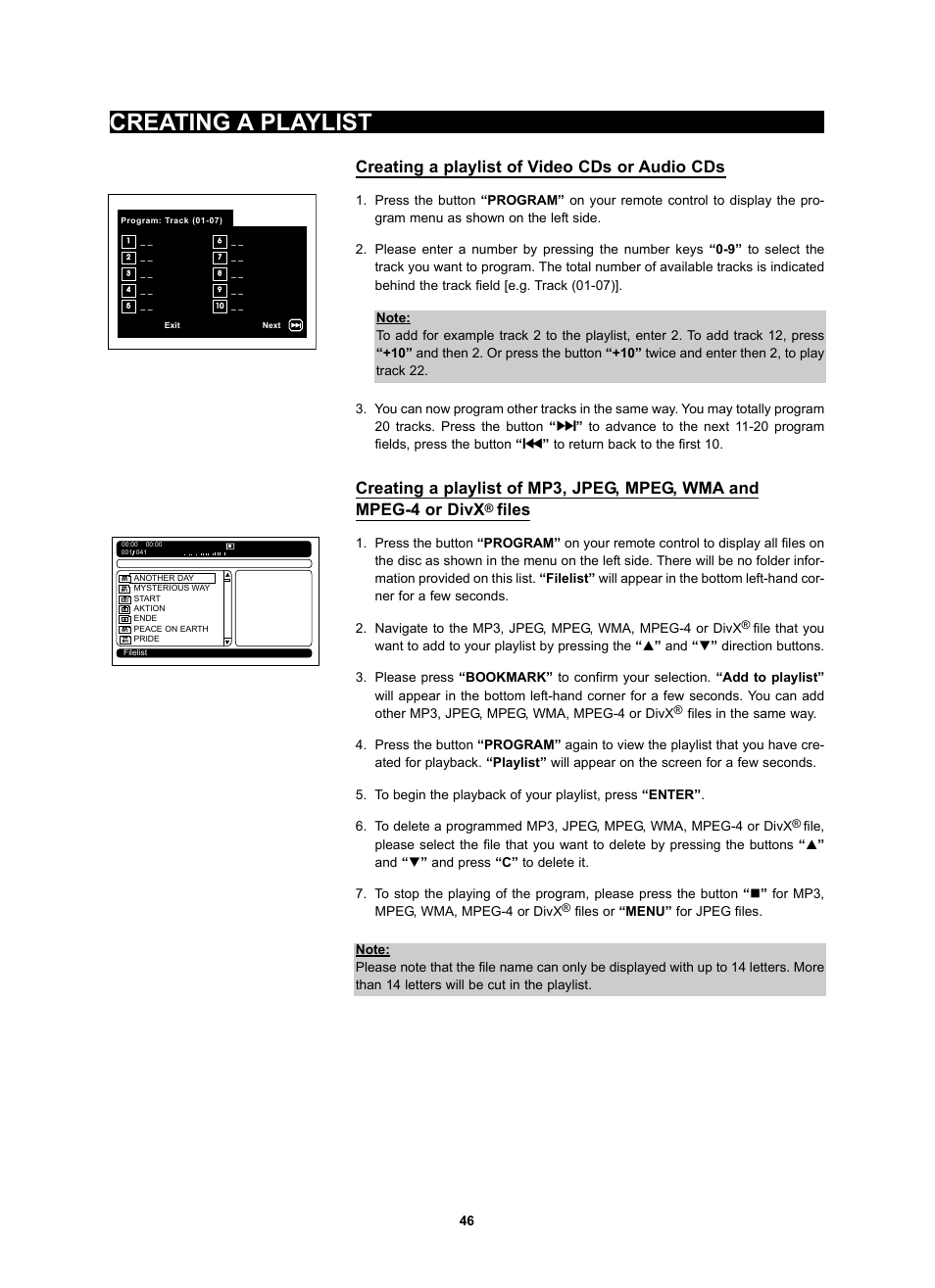 Creating a playlist, Creating a playlist of video cds or audio cds, Files | Kodak 4620 User Manual | Page 45 / 63