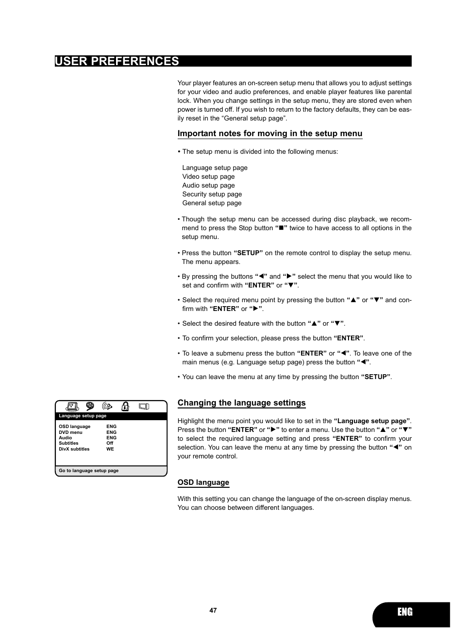 User preferences, Changing the language settings | Kodak 4620 User Manual | Page 46 / 63