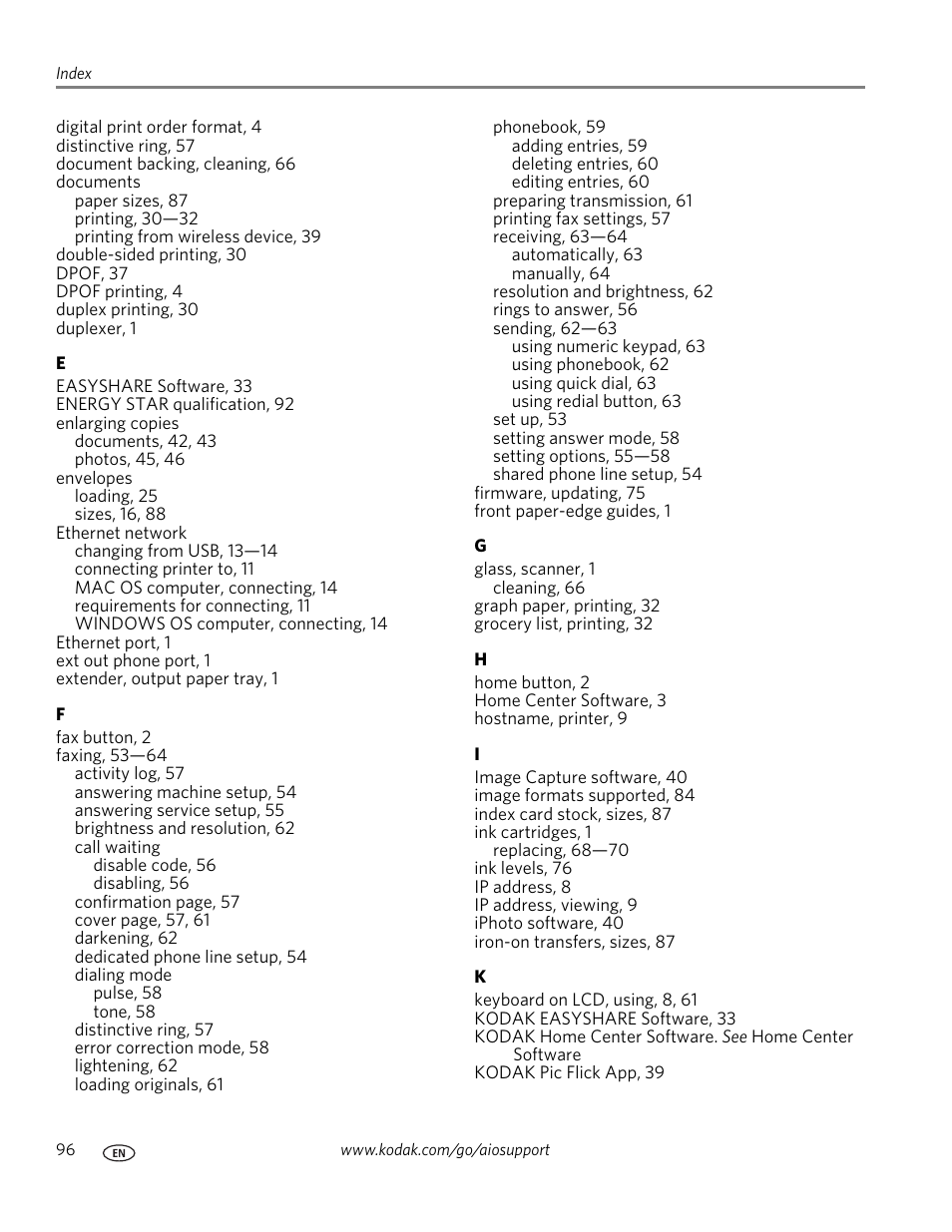 Kodak ESP 9200 User Manual | Page 102 / 106