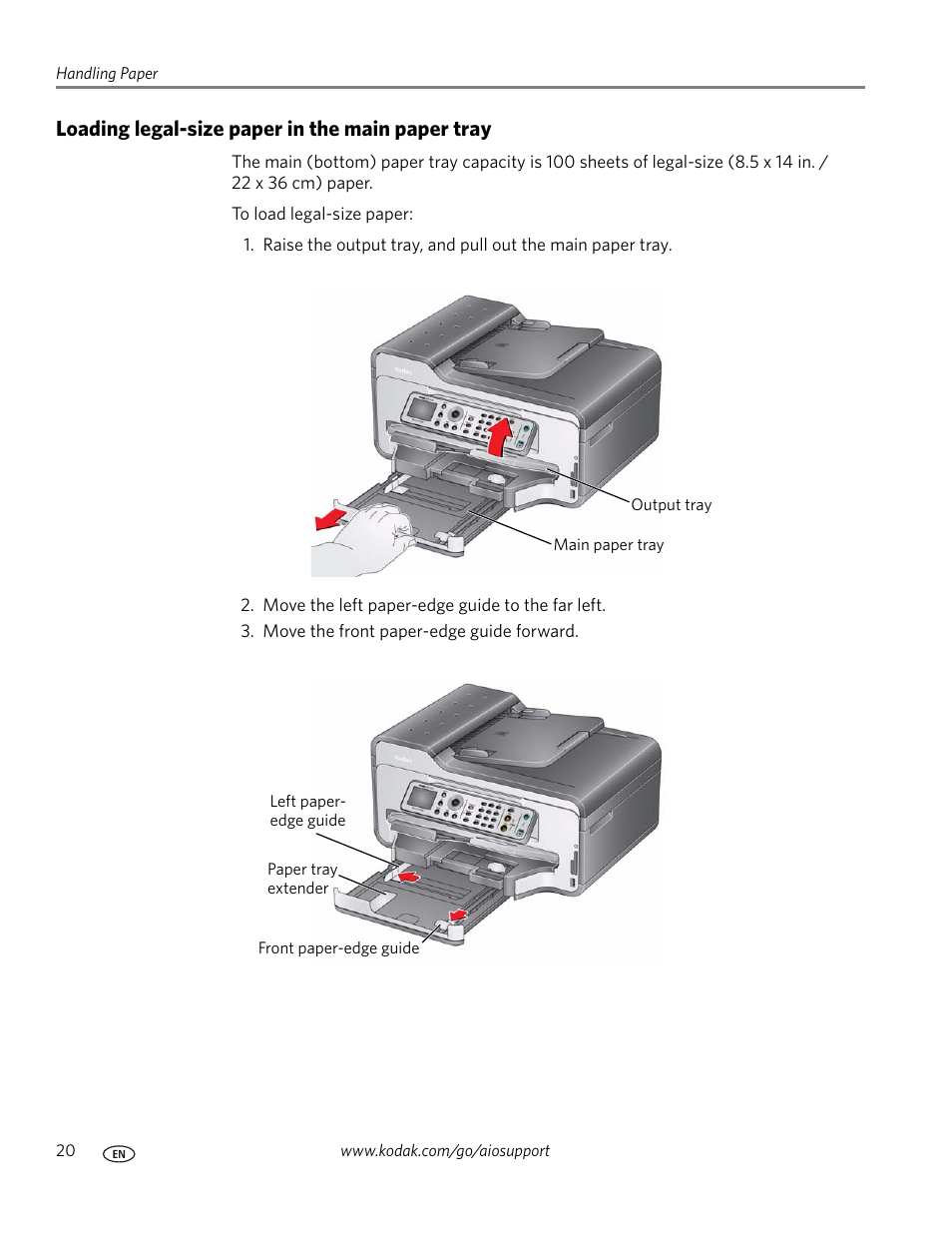 Loading legal-size paper in the main paper tray | Kodak ESP 9200 User Manual | Page 26 / 106