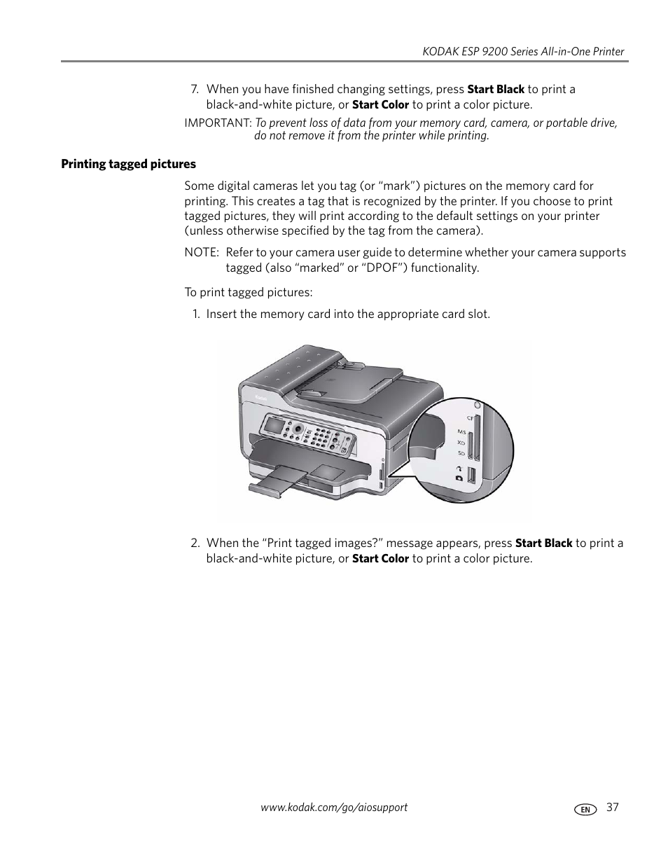 Printing tagged pictures | Kodak ESP 9200 User Manual | Page 43 / 106