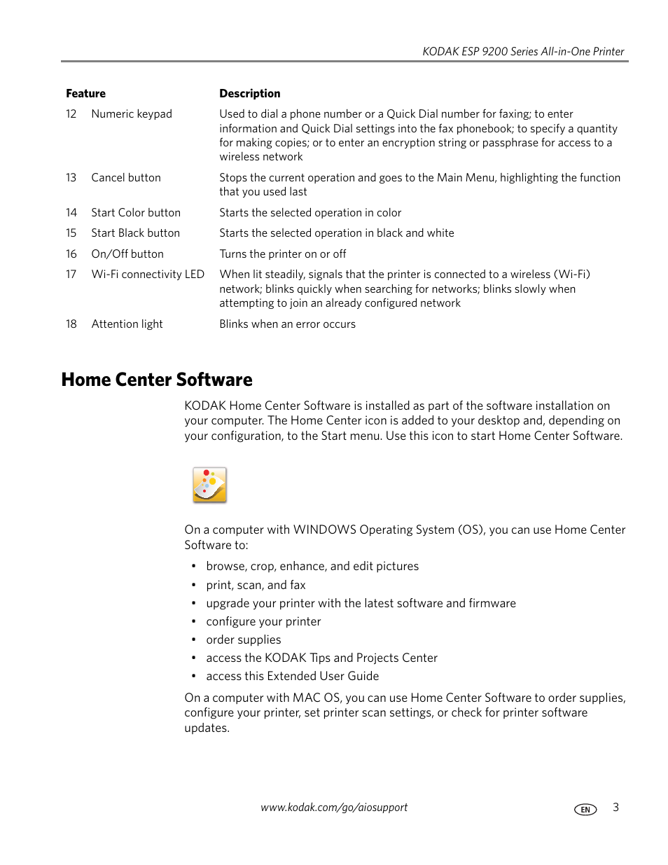 Home center software | Kodak ESP 9200 User Manual | Page 9 / 106