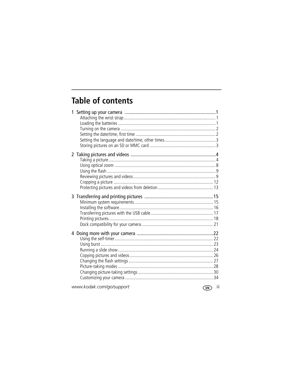 Kodak EasyShare C340 User Manual | Page 5 / 74