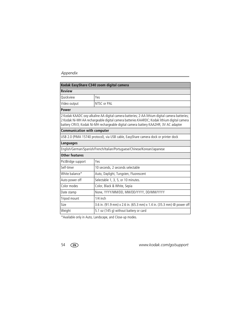Kodak EasyShare C340 User Manual | Page 60 / 74