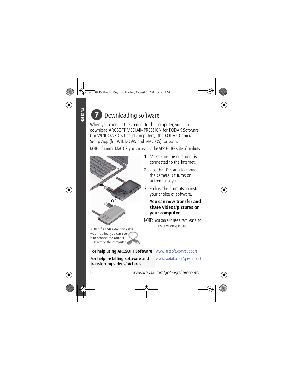 Downloading software | Kodak c913 User Manual | Page 12 / 27