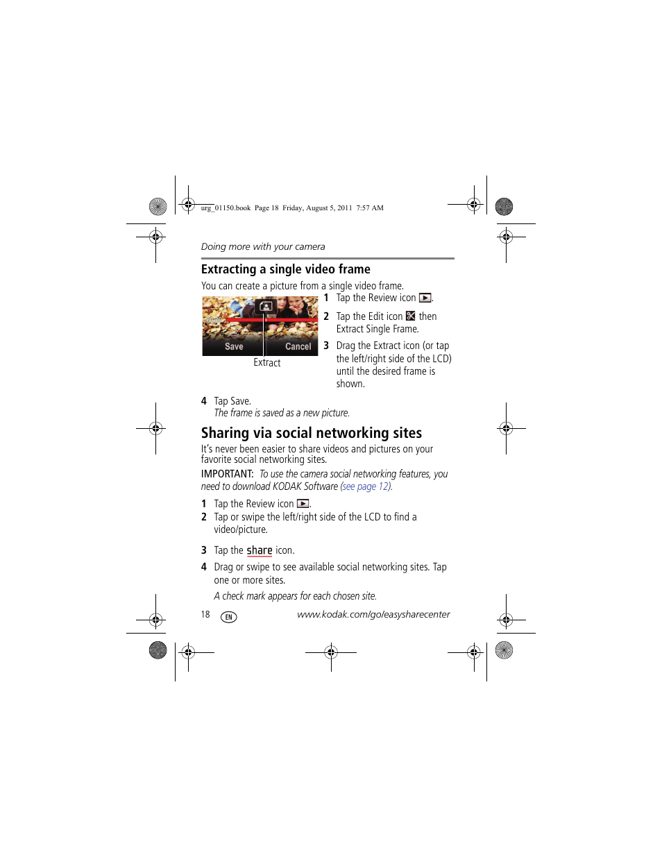 Sharing via social networking sites | Kodak c913 User Manual | Page 18 / 27