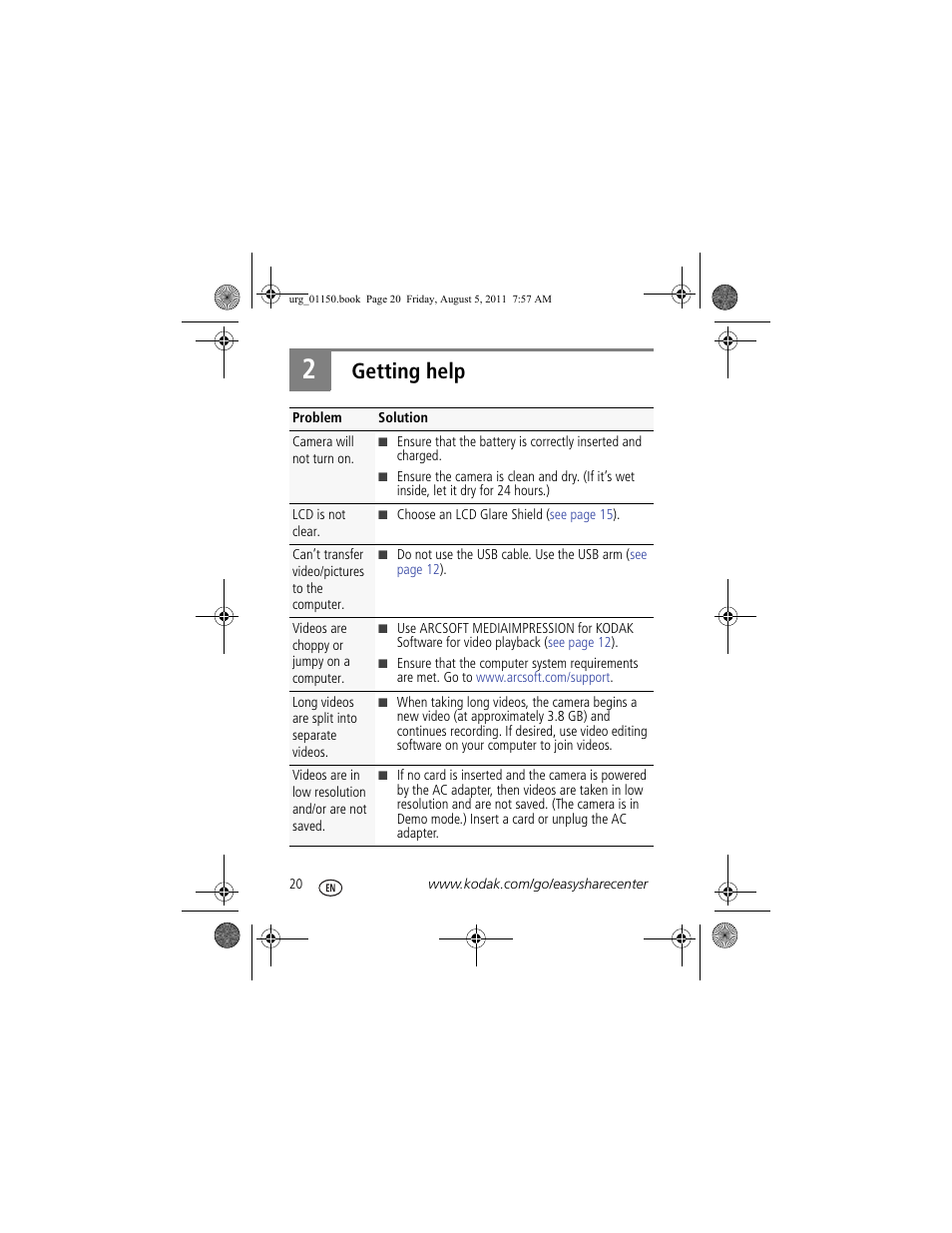 Getting help | Kodak c913 User Manual | Page 20 / 27