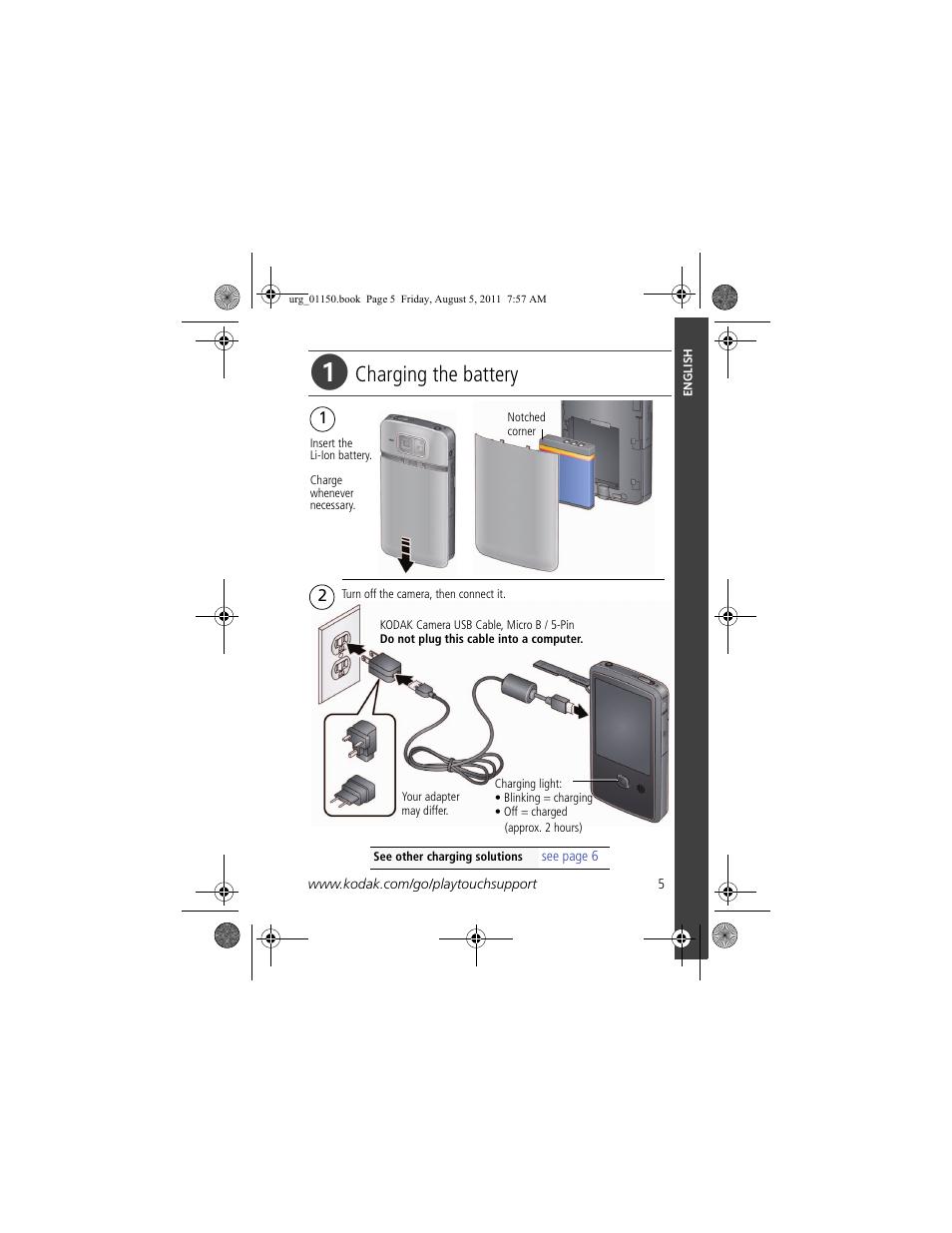 Charging the battery | Kodak c913 User Manual | Page 5 / 27