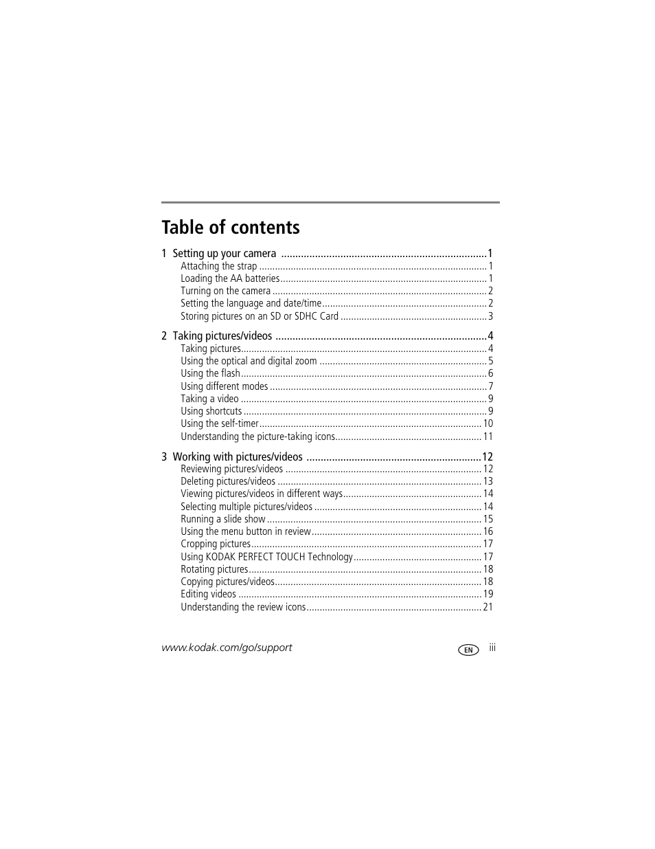 Kodak EASYSHARE C180 User Manual | Page 5 / 64