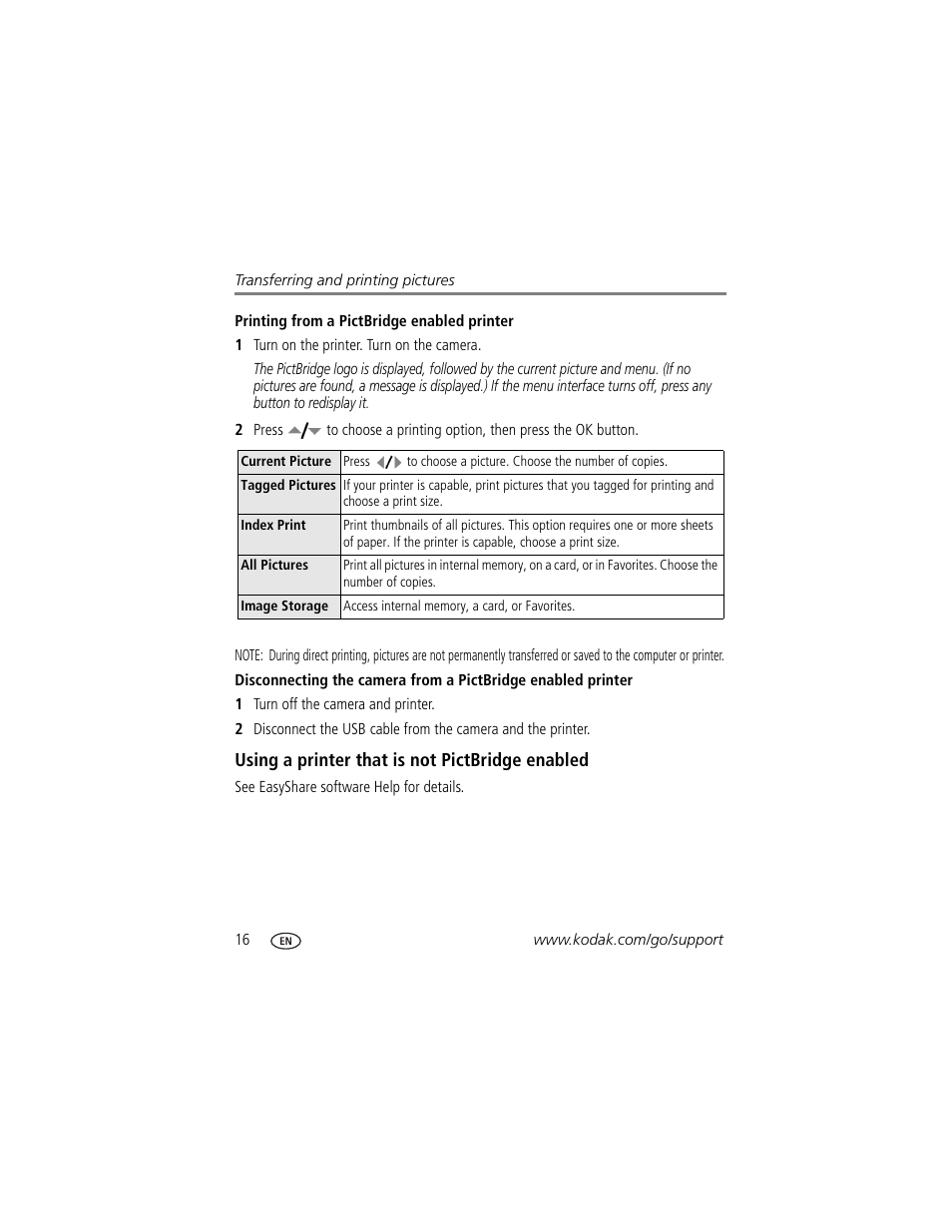 Using a printer that is not pictbridge enabled | Kodak EasyShare C663 User Manual | Page 22 / 74
