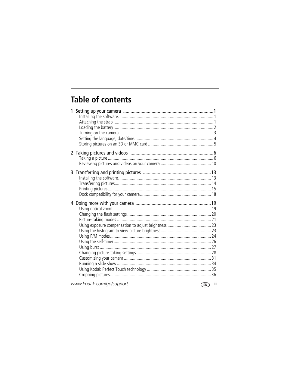 Kodak EasyShare C663 User Manual | Page 5 / 74