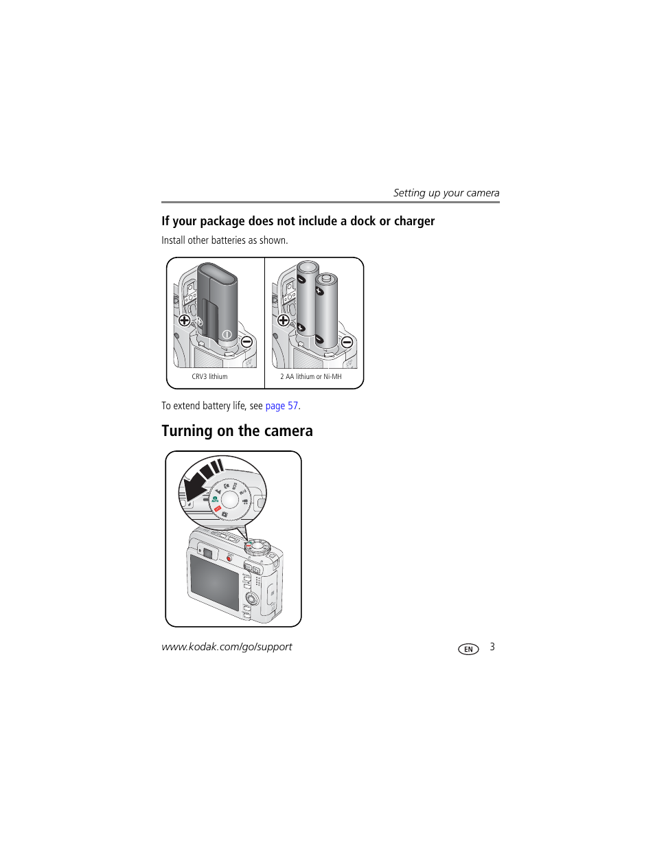 Turning on the camera | Kodak EasyShare C663 User Manual | Page 9 / 74
