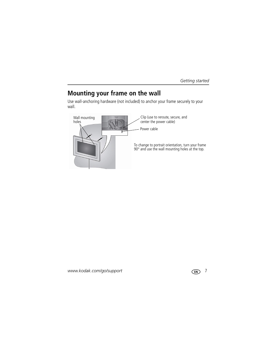 Mounting your frame on the wall | Kodak EasyShare M1020 User Manual | Page 13 / 51