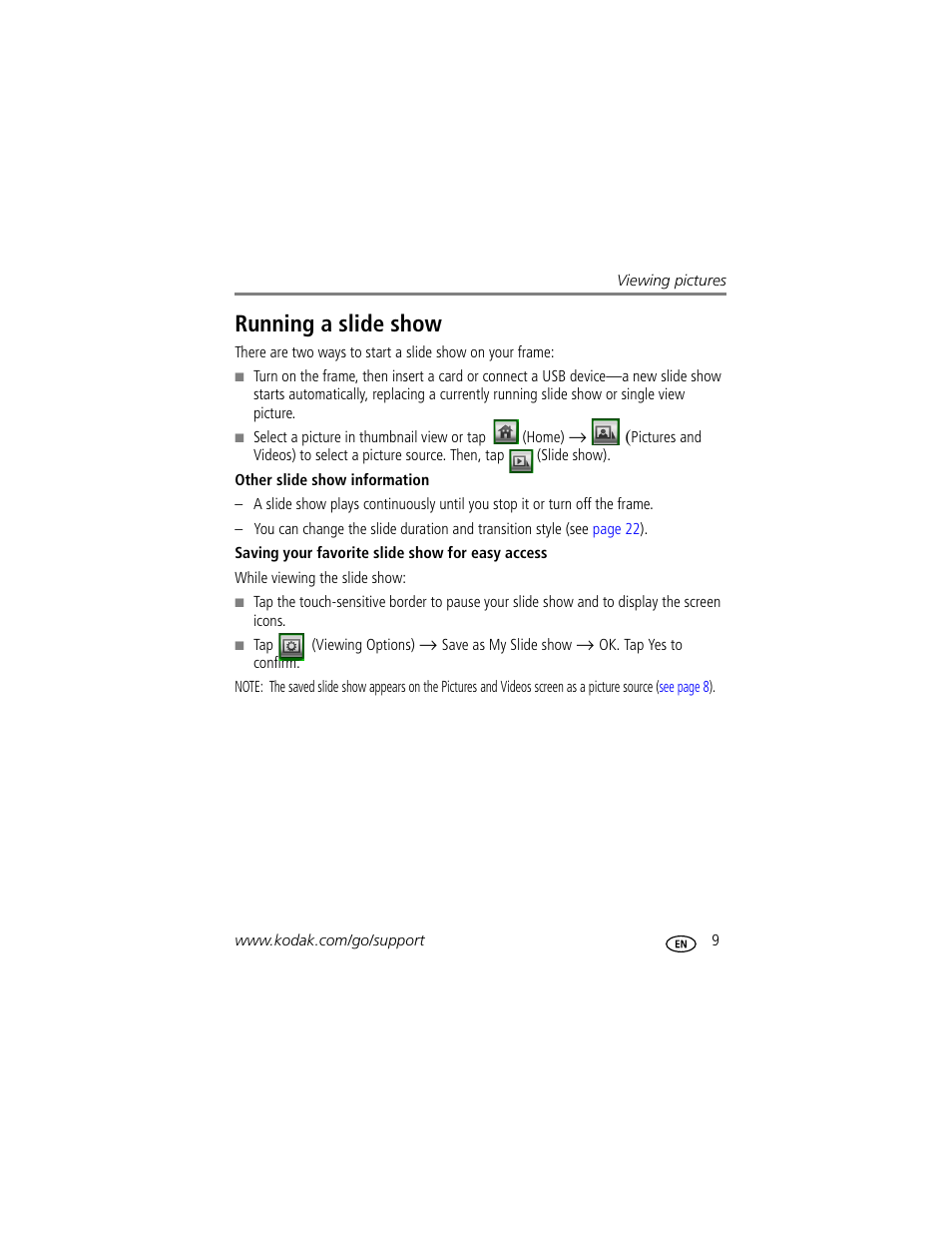Running a slide show | Kodak EasyShare M1020 User Manual | Page 15 / 51