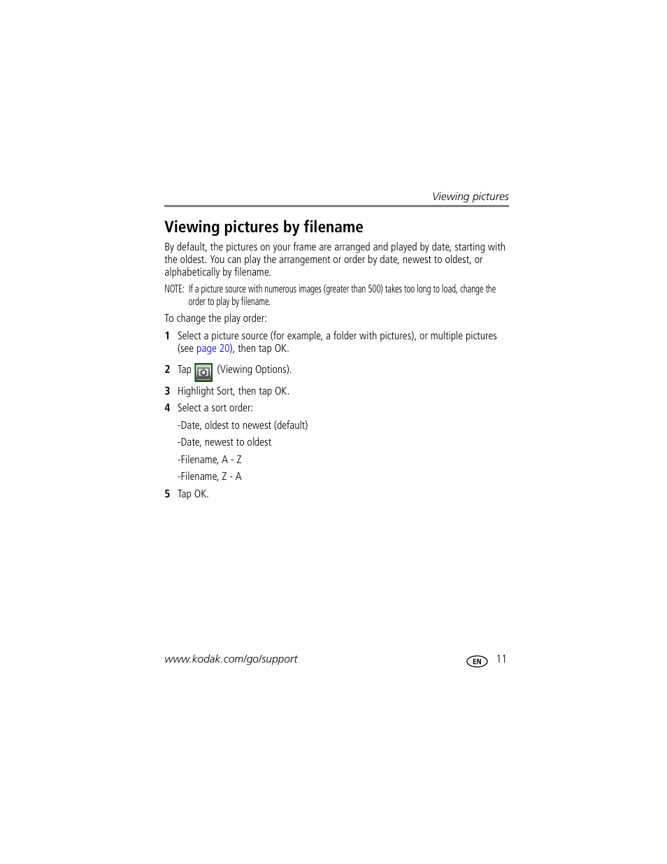 Viewing pictures by filename | Kodak EasyShare M1020 User Manual | Page 17 / 51