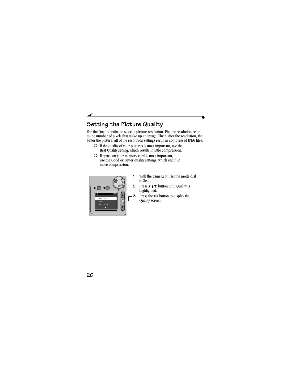 Setting the picture quality | Kodak DC3800 User Manual | Page 26 / 78