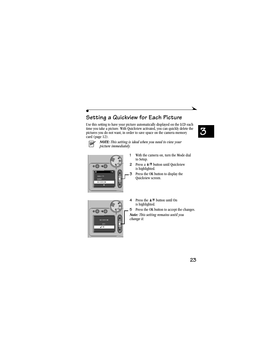 Setting a quickview for each picture | Kodak DC3800 User Manual | Page 29 / 78