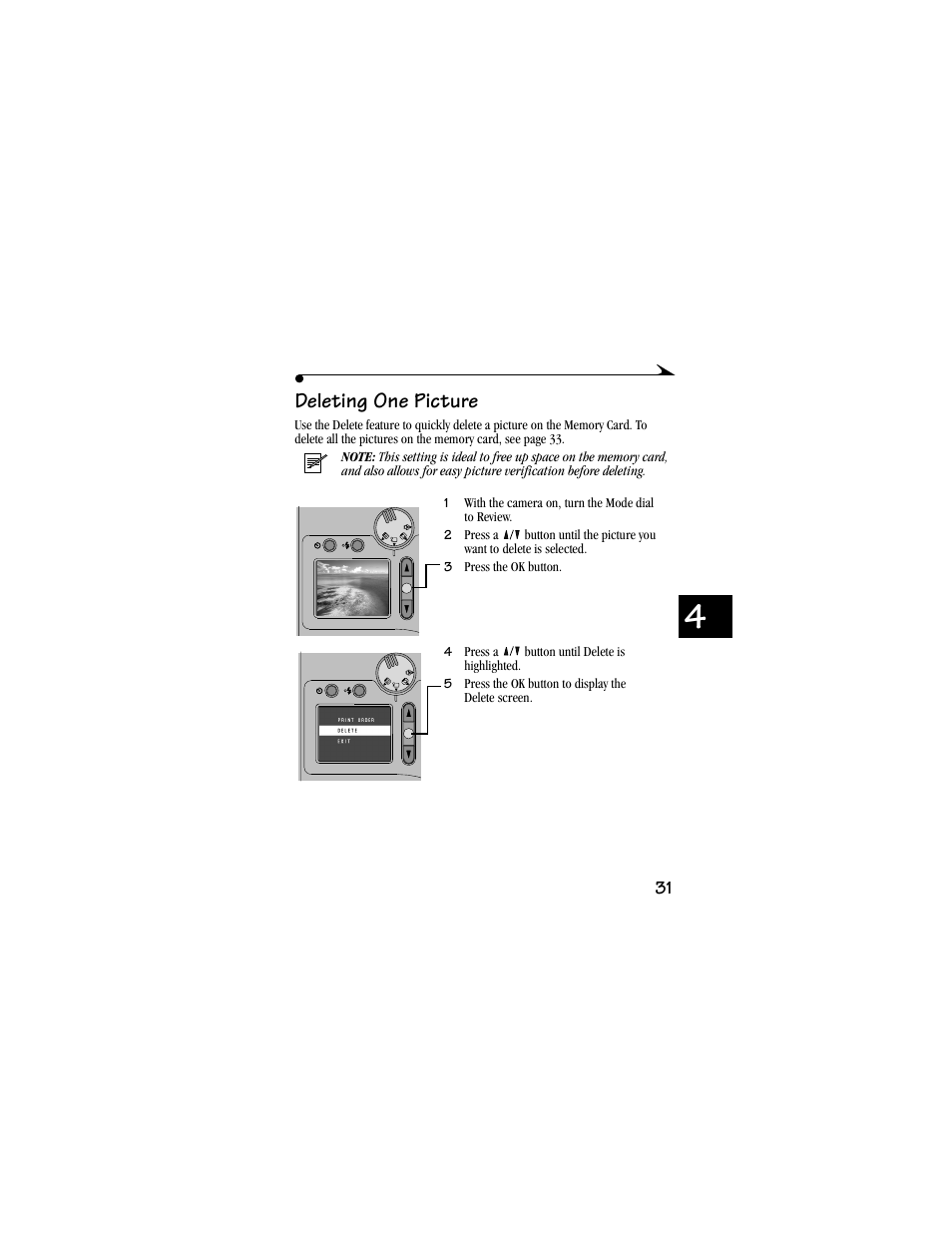 Deleting one picture | Kodak DC3800 User Manual | Page 37 / 78