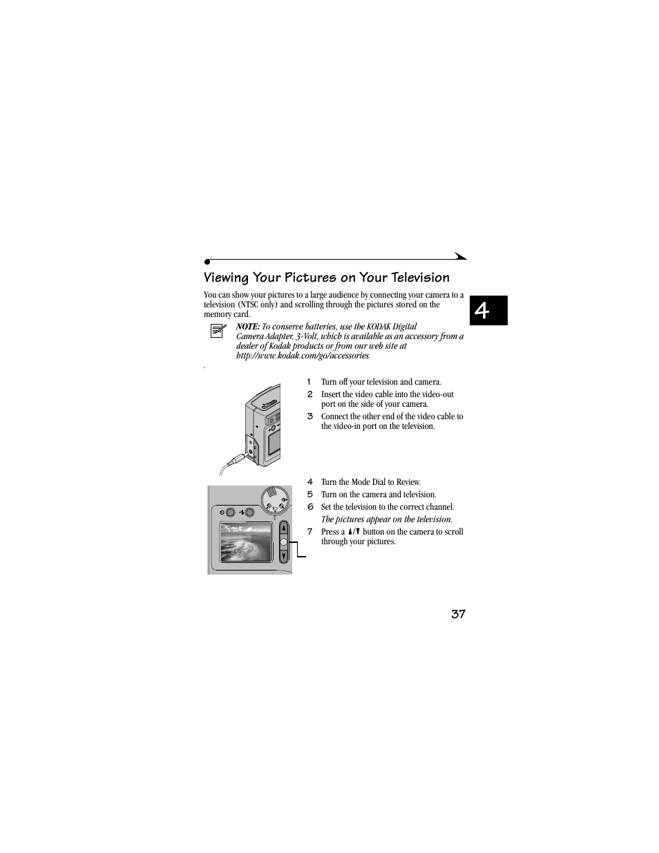 Viewing your pictures on your television | Kodak DC3800 User Manual | Page 43 / 78